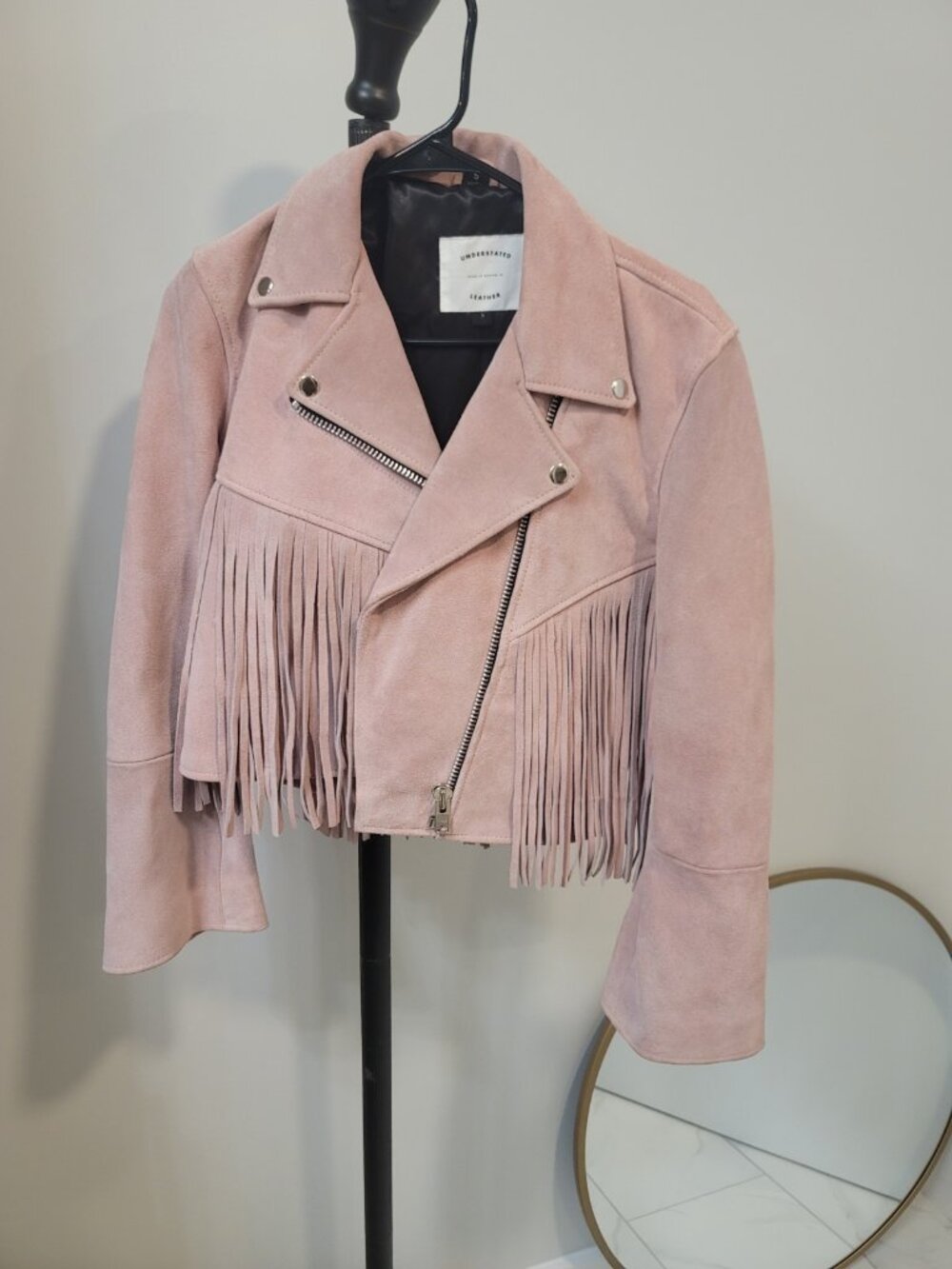 Free People Understand leather Fringe jacket Small Pink - Picture 2 of 8